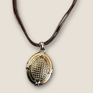 Vintage Napier Antiqued Gold Disc Pendant